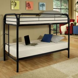 Twin/Twin Black Metal Bunkbed-MattressesNot Included