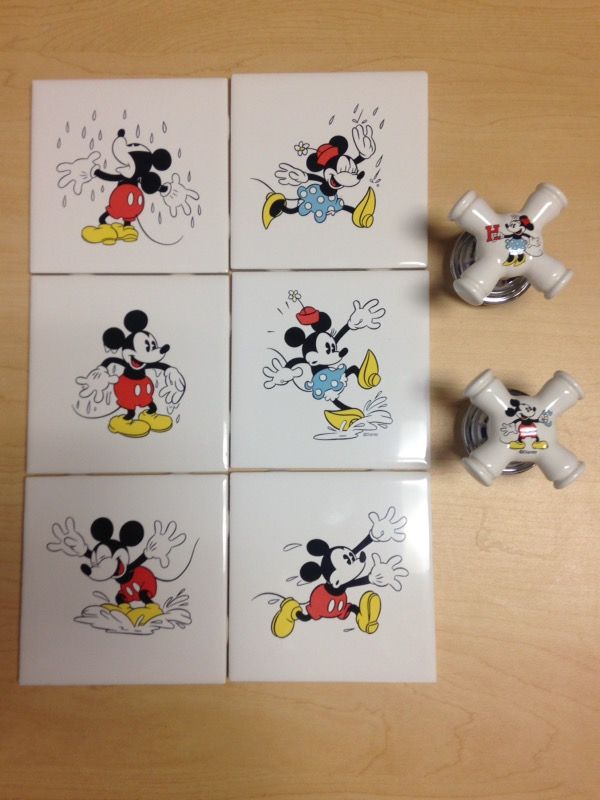 Kohler Disney Artist Edition Mickey and Minnie 6 Piece Tile Set and Sink Handles