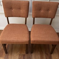 2 Bettie Walnut & Russet Panel Back Upholstered Dining Chairs