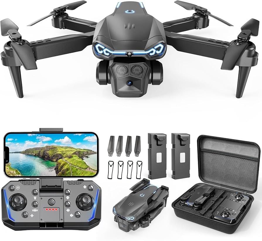 Drone with Camera 1080P HD, FPV Foldable, One-Key Take Off/Landing, 3D Flips, Altitude Hold, Speed Adjustment, Headless Mode, 2 Batteries