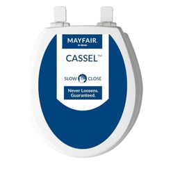 2384: Mayfair Cassel Slow Close Toilet Seat, Easy Clean, Non Slip Premium Wood Seat, Easy Install, Made in USA, Round, White
