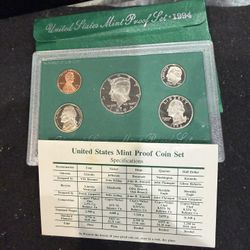 1994 S Gem Proof US Mint Set In Original Government Package With COA