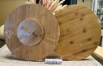 Rotating Bamboo Wood Tray 