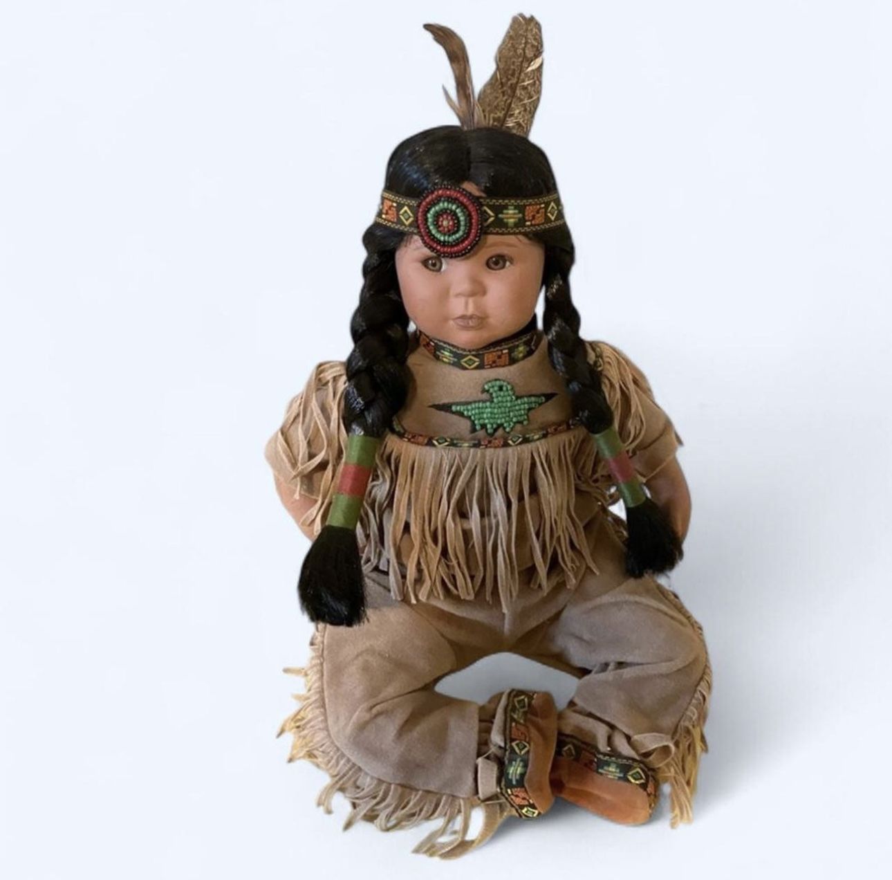 Brave & Free Indian Porcelain Doll Signed By Artist Perillo/1992 DANBURY MINT