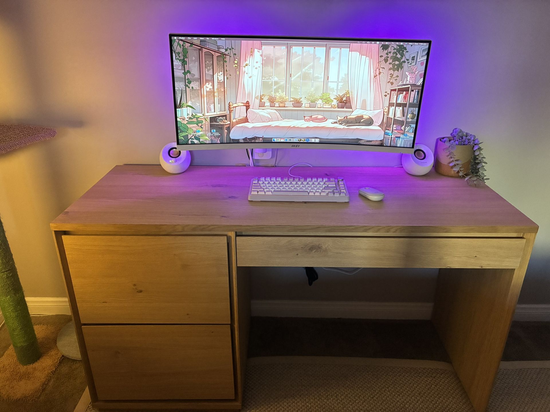 West Elm Norre 55’ White Oak Desk