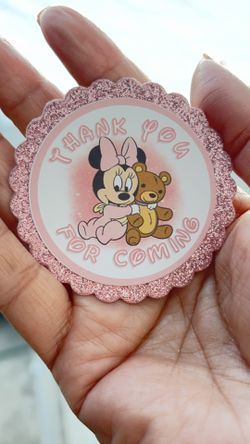 Personalized Minnie baby Shower Thank You Tags