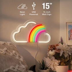 Neon Cloud Rainbow Multicolor USB Wall Light 15-Inch Wall Mounted