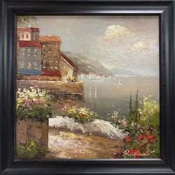 Oceanfront House Oil Painting 
