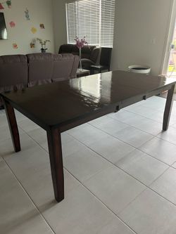 8 person Glossy wooden table