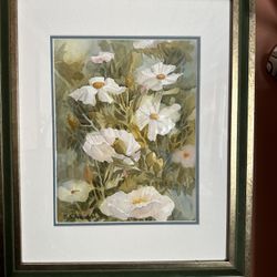 Watercolor Matilija Poppy  Flower Signed By Artist B. Schneider