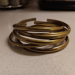 9 Bronze Stack Bangle Bracelets 