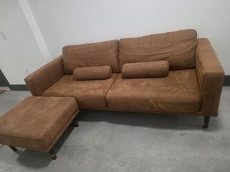 ARROYO CARAMEL SOFA Suede Two-Seat Sofa with Ottoman