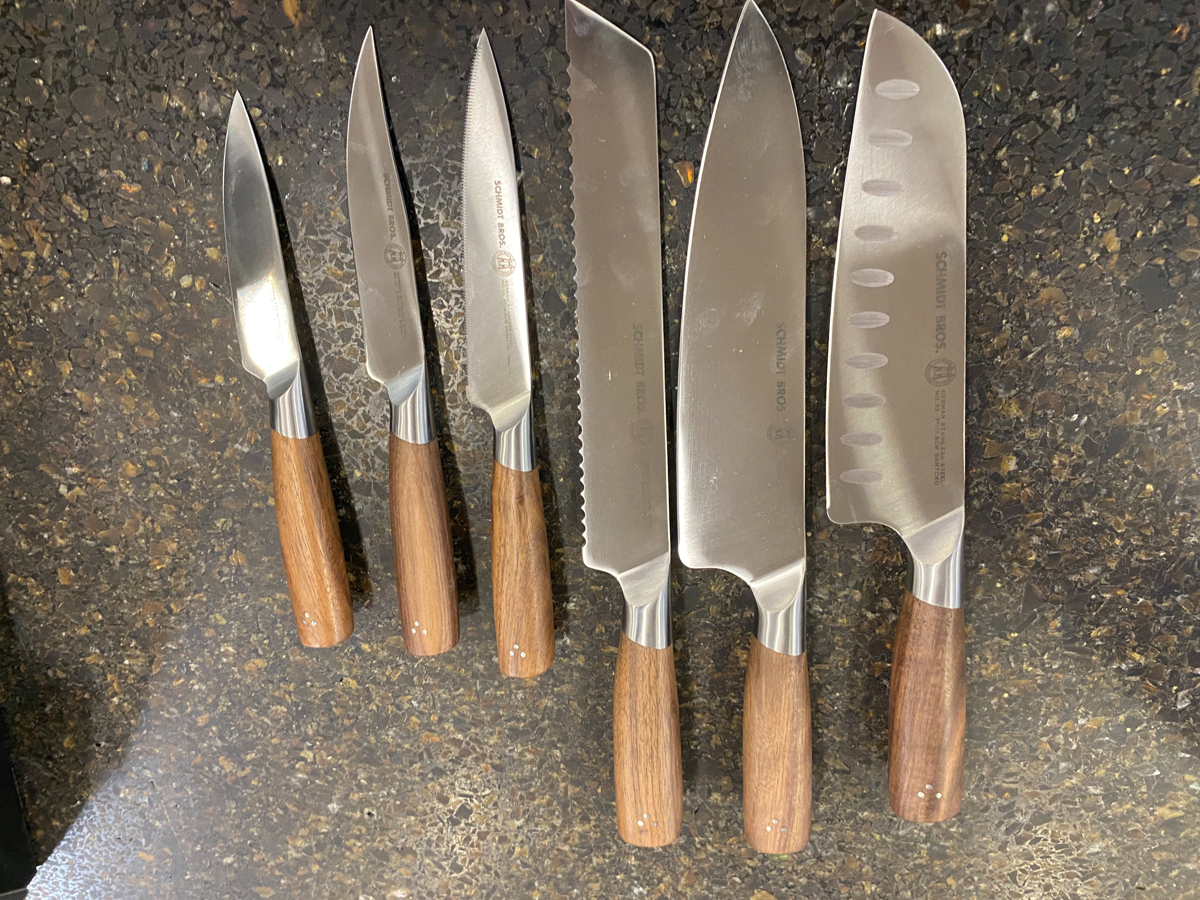 SCHMIDT BROTHERS German Stainless Steel 6 Piece Knife Set with Wooden Handle