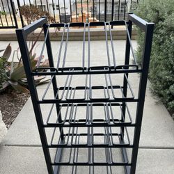 24 Bottle Black Metal Wine Rack 