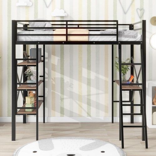 Space Saving Twin Loft Bed With Mattress