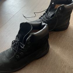 All Black Timberland field boots