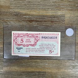United States Military Payment Certificate (MPC) with a denomination of five cents 1(contact info removed)