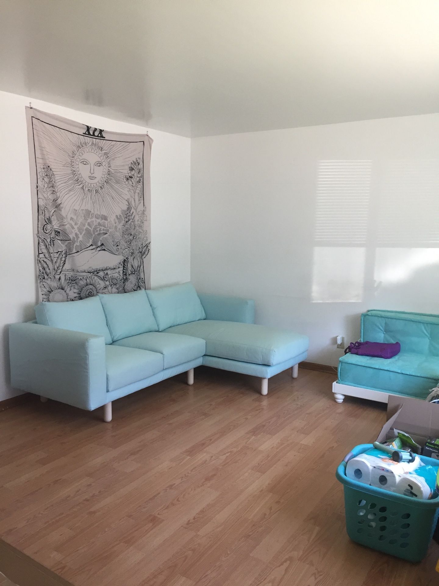 IKEA Light Blue Sofa with Chaise