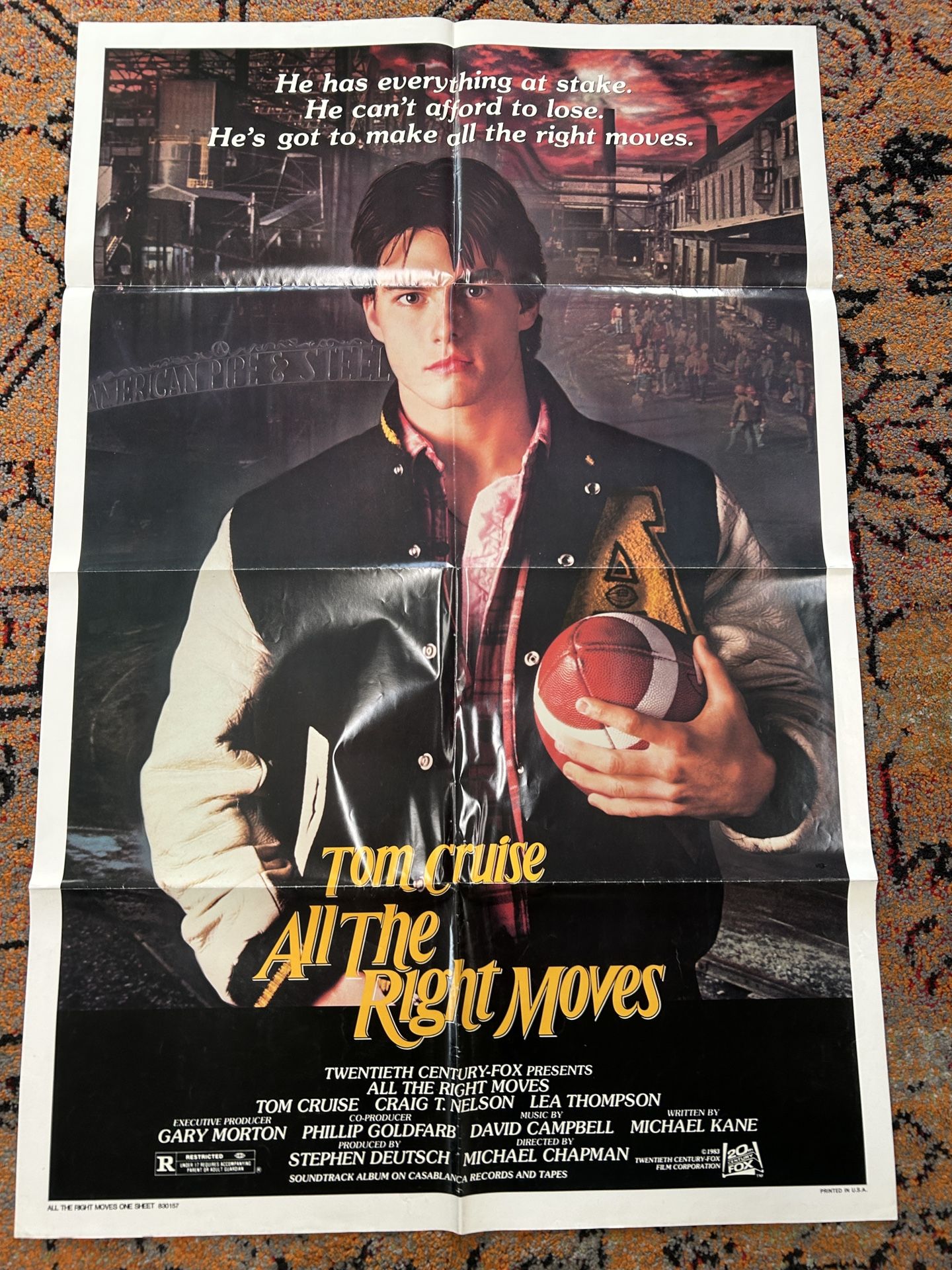 All The Right Moves Tom Cruise 1983 Original Movie Poster One Sheet 27x41 Folded