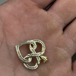 14 K Gold Infinity Heart Natural Diamonds 