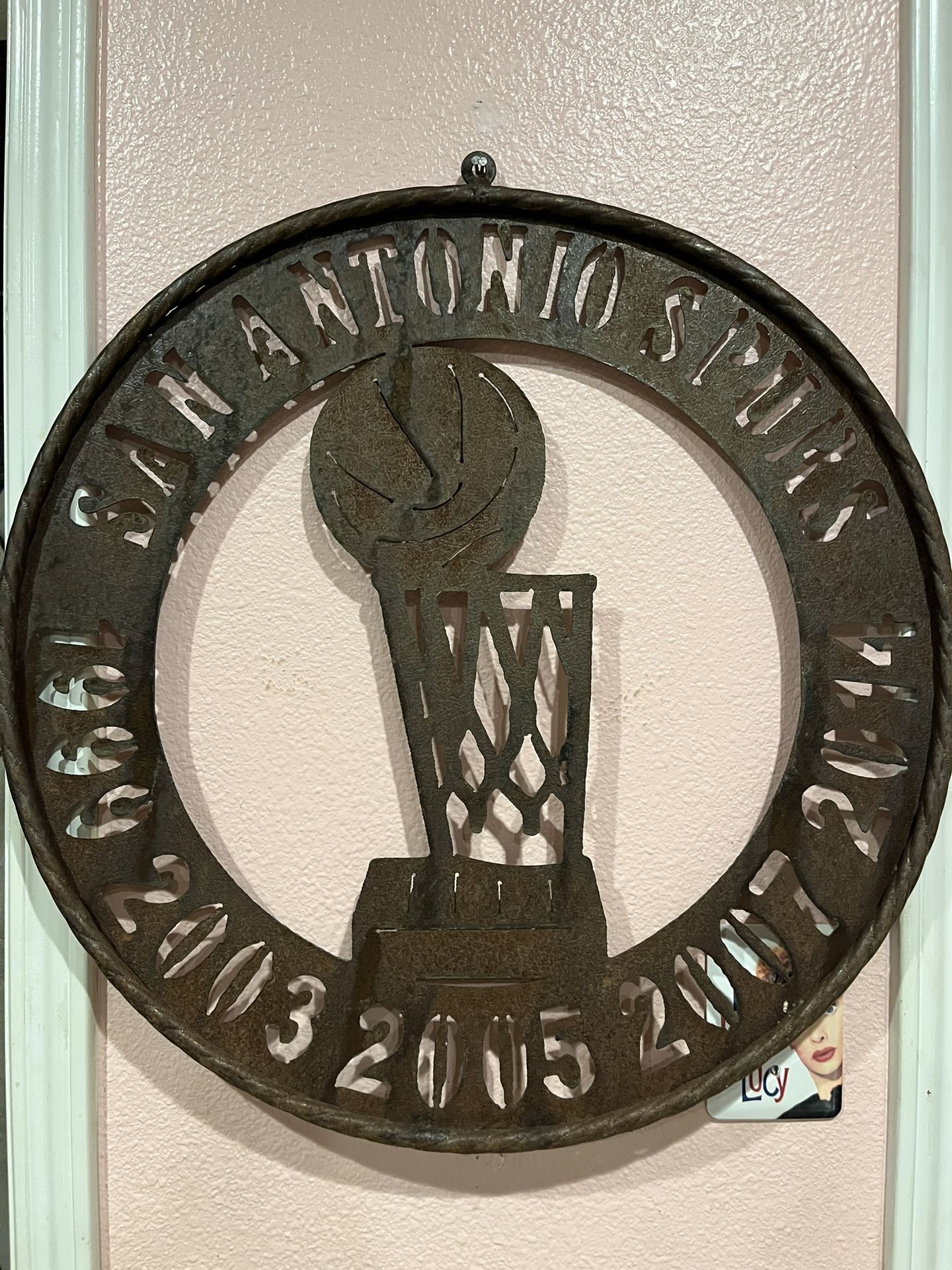 Rustic Wrought Iron & Metal S.A. Spurs National Championship 1999, 2003, 2005, 2007 & 2014