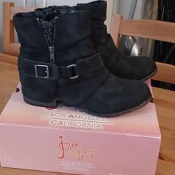 New Jelly Pop Libra Black Buckle Boots Women's Size 9.5