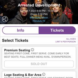 Arrested development Premium Seating Oct 7 #tickets