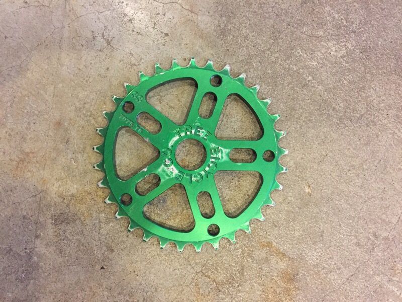 Tree bmx sprocket, 19mm or 22mm, green 33 tooth, profile, S&M made in the USA