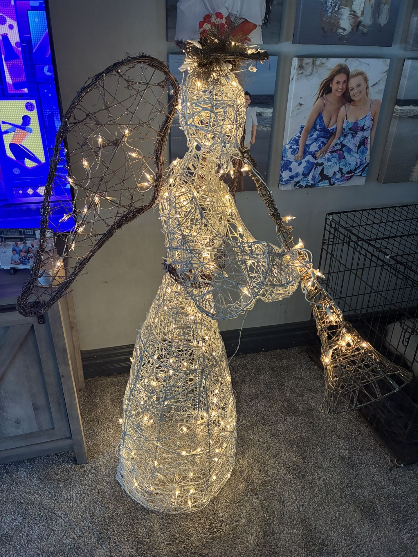 Large vintage light Up Angel With A Trumpet Christmas Lawn Decoration