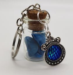 Blue Gemstone Dragon/Mermaid Scale Bottle Keychain