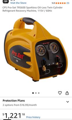 CPS Pro-Set TRS600 Sparkless Oil-Less Twin Cylinder Refrigerant Recovery Machine, 115V / 60Hz