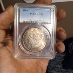 1880 Morgan Silver Dollar Au58 Pcgs Graded
