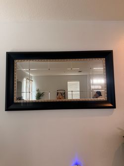 Large Rectangular Wall Mirror Black Gold Frame
