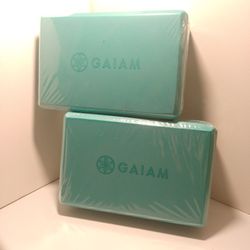 Gaiam Yoga Block Supportive Latex-Free Eva Foam Turquoise Blue Set of 2 NEW SALE