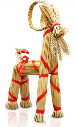 16.1-inch Tall Swedish Straw-Woven Christmas Goat Yule Decoration forome