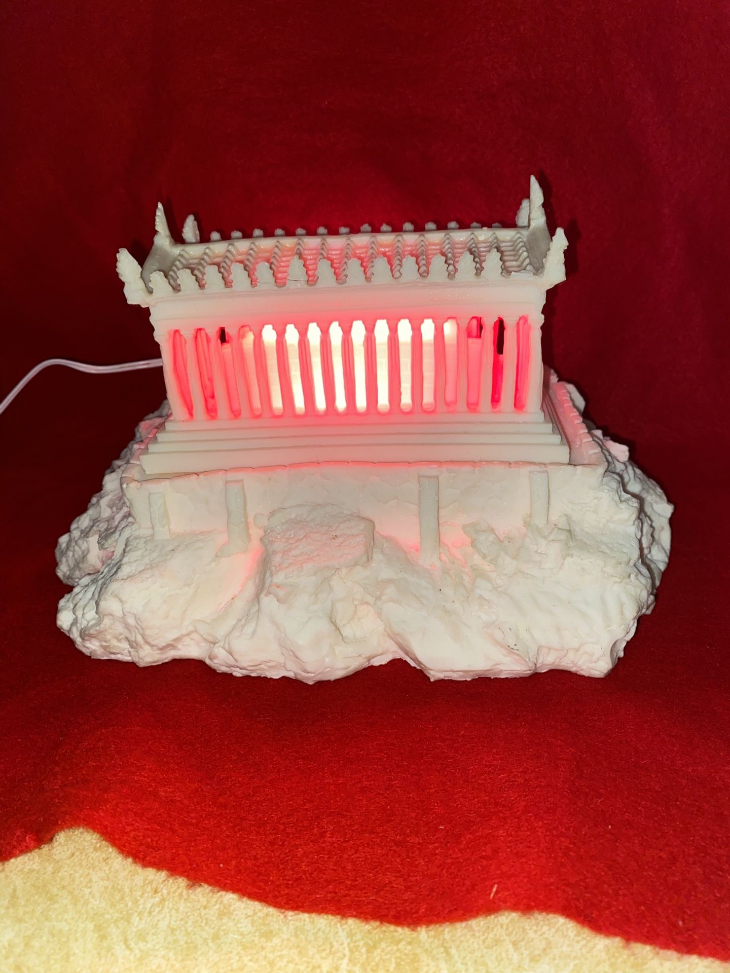 Vintage 6.5 In x 10 In x 5.5 In Greek Alabaster Temple Of Goddess Athena Parthenon Night Light