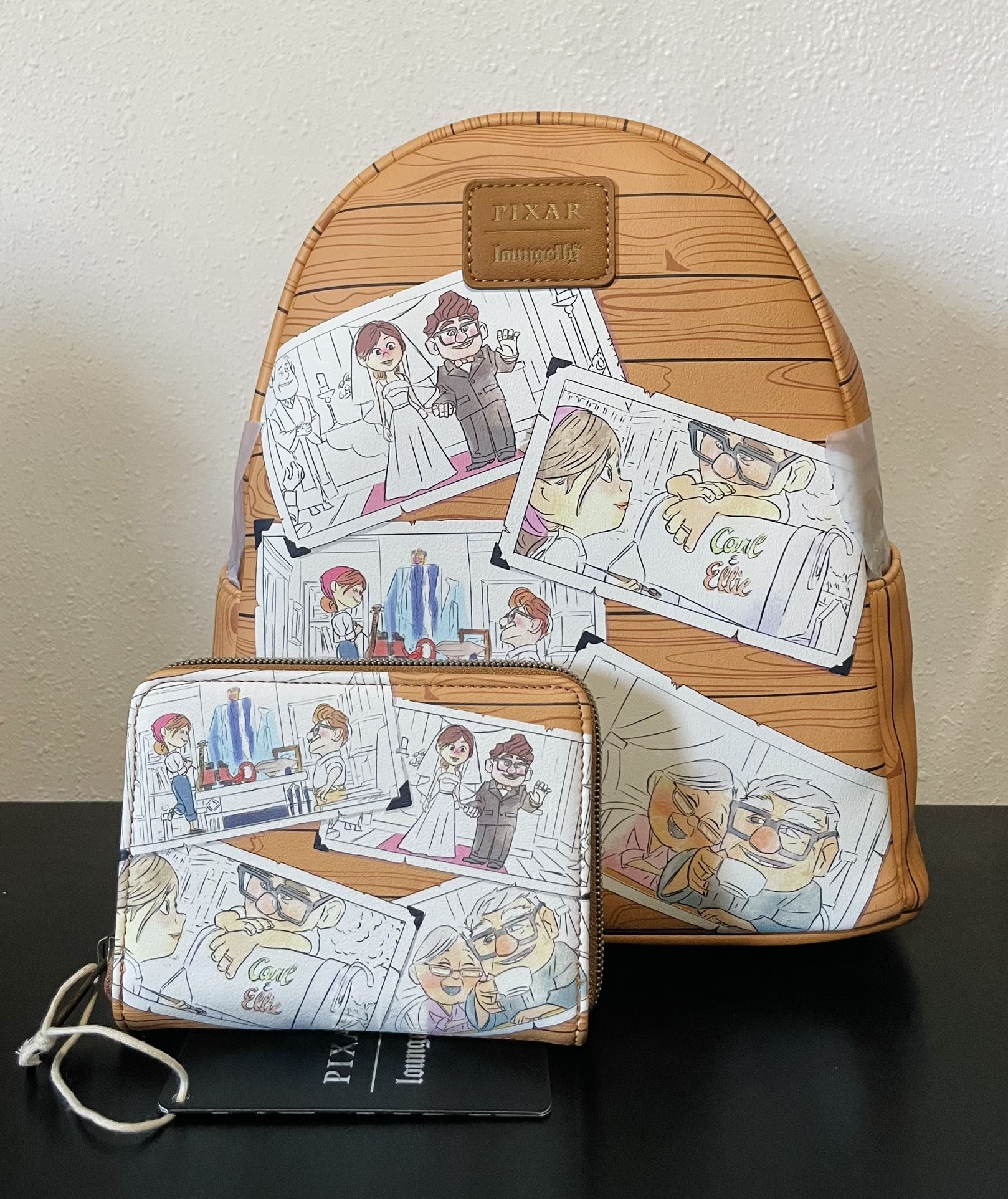 Loungefly Disney Pixar Up Carl & Ellie Photos Mini Backpack and Wallet