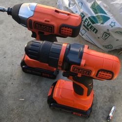 Two Black And Decker Hand Drill With Two Batteries 