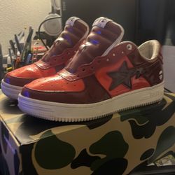 🟥 BAPE STA Patent Leather (Red/Maroon) - Size 9.5 - OG Box