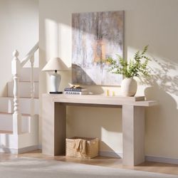 63" Long Console Table, Modern Entryway Table, Wooden Sofa Table Behind Couch Table for Living Room, Hallway, Foyer, White Alder   This OKD 