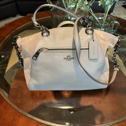 Coach Chain Prairie Satchel Gray Leather And Suede