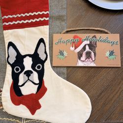 Boston terrier Dog Christmas Stocking Decorations 