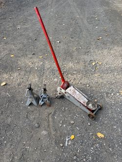 2 Ton Floor Jack + Pair of Jack Stands – Garage Auto Lift Set