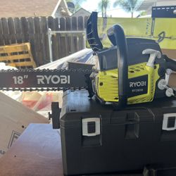 RYOBI 18 in. 38cc 2-Cycle Gas Chainsaw with Heavy Duty Case