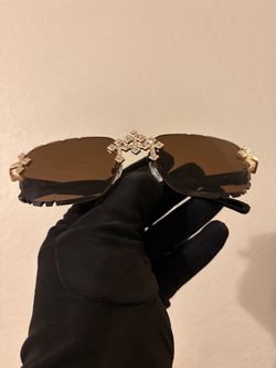 Diamond Cross Sunglasses Gold tone with CZ