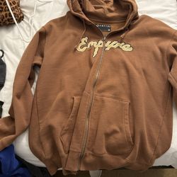 XL brown Empyre Zip Up Hoodie