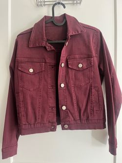 Burgundy Denim Jacket – Size S