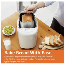 Amazon Basics Programmable Bread Maker, 2 Pound Non-Stick Automatic Bread Making Machine, 14 Settings for Breads, Doughs, Gluten-Free Options, Express
