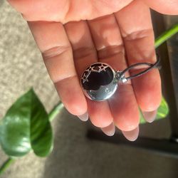Circle Moon Face Black Obsidian 