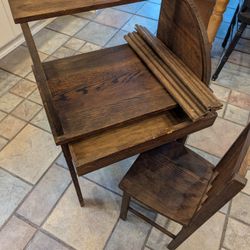 Antique Childs Desk And Chair - Oak